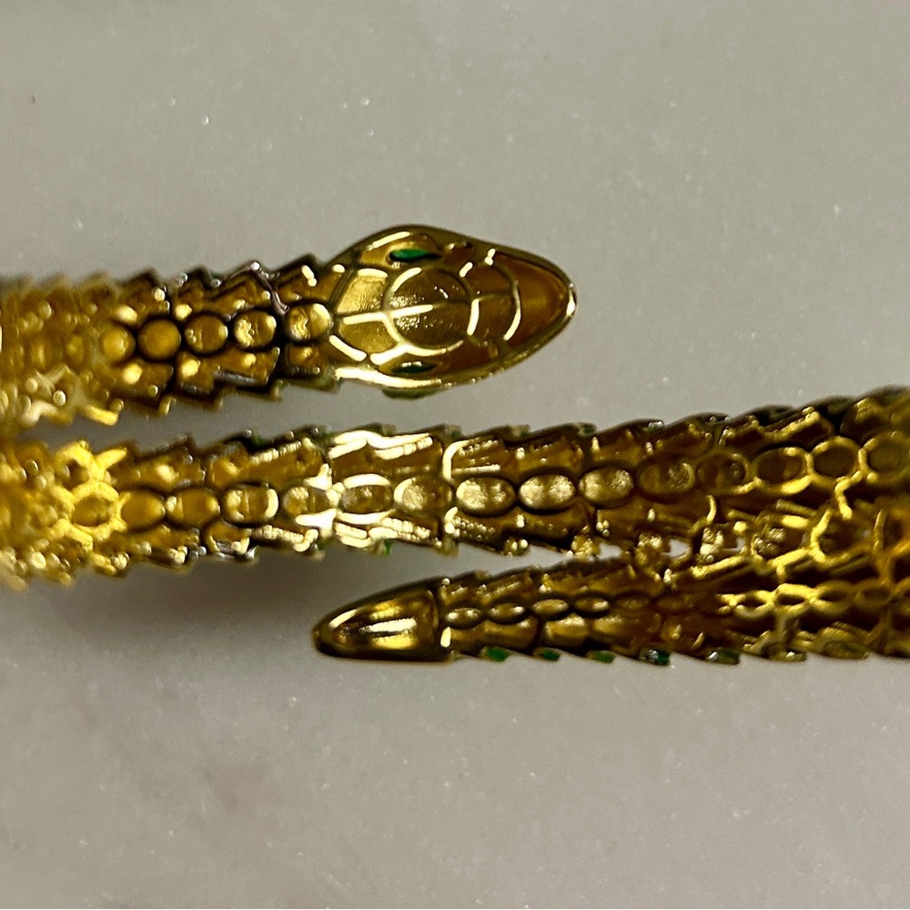 Rachel Glauber 14K Gold Plated W/ Green/Blue Cubic Zirconia 3D Serpent Bracelet - Picture 14 of 16